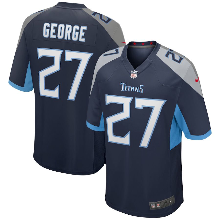 Men Tennessee Titans #27 Eddie George Nike Navy Game Retired Player NFL Jersey